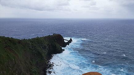 The windy eastern tip of Pitcairn at St. Paul's Pool